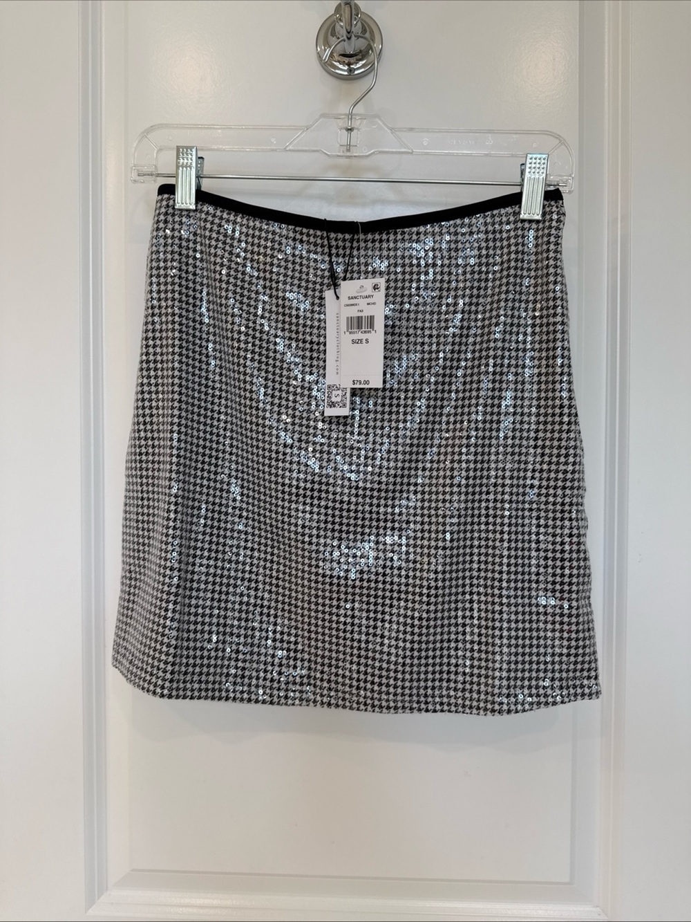 NWT Sanctuary Sequin Houndstooth Mini Skirt - Black & White sequin